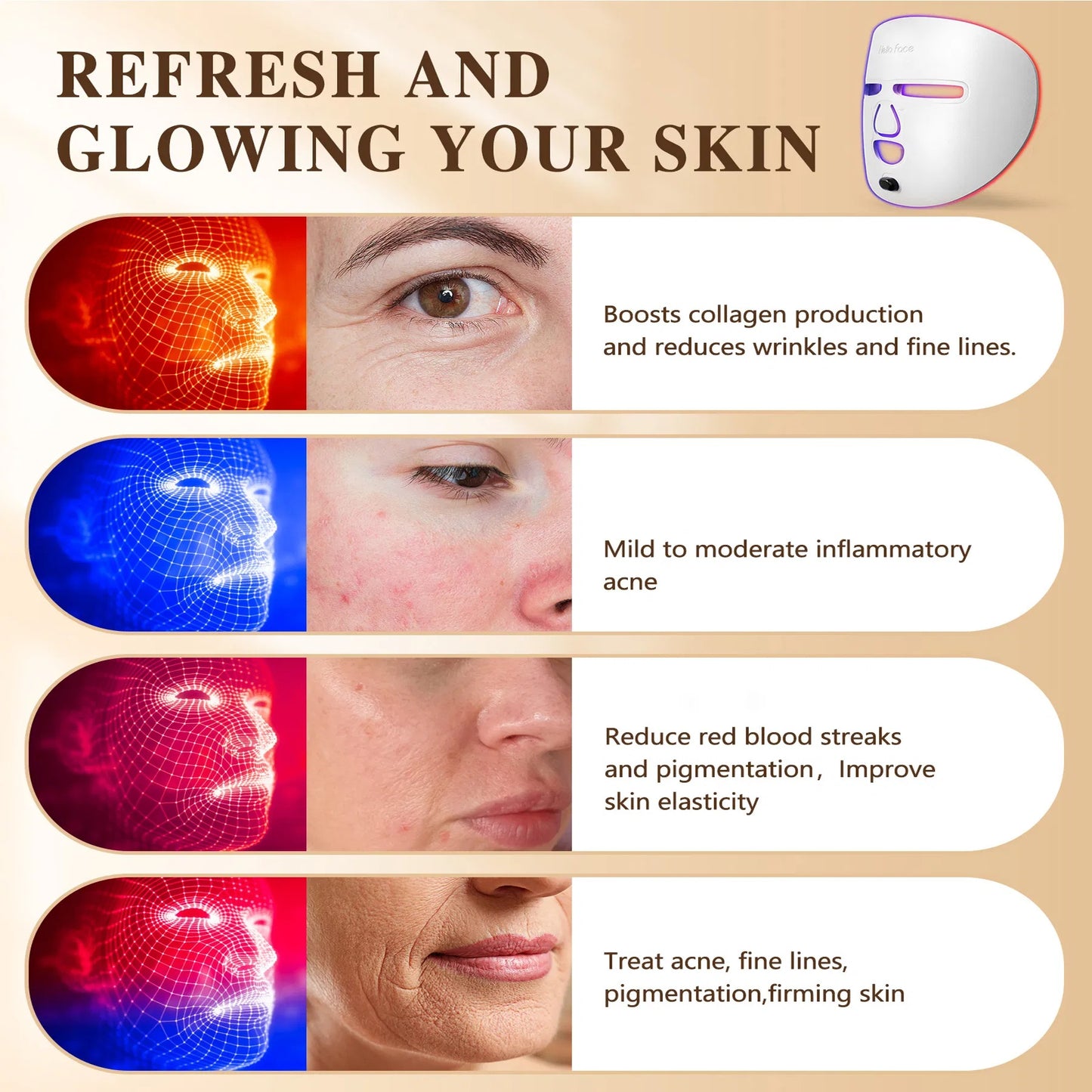 Red LED Light Skin Facial Care Mask